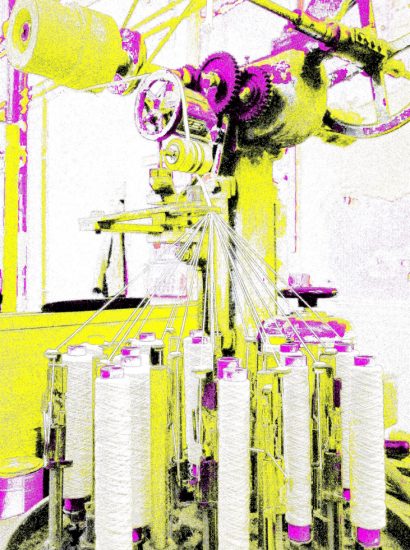 Manufakturen-Blog-PopArt-Projekt: Maschine IV (Kordelmaschine), gelb (Foto: Wigmar Bressel) - basierend auf einem Foto aus der Leinenmanufaktur Hoffmann in Neukirch/Lausitz