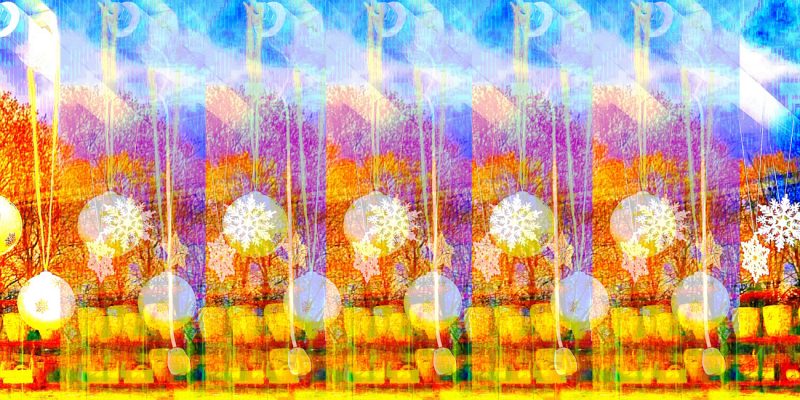 Manufakturen-Blog-PopArt-Projekt: Winterdeko I, orange (Foto: Wigmar Bressel) - basierend auf einem Foto durch eine Fensterscheibe ins Werk der Porzellanmanufaktur Dibbern in Hohenberg an der Eger