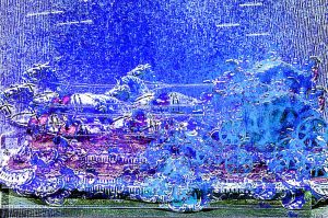 Manufakturen-Blog-PopArt-Projekt: Die königliche Kutsche, blau (Foto: Wigmar Bressel) - basierend auf einem Foto am Messestand der Porzellanmanufaktur Unterweißbach