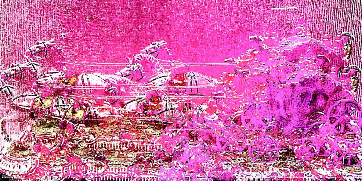 Manufakturen-Blog-PopArt-Projekt: Die königliche Kutsche, pink (Foto: Wigmar Bressel) - basierend auf einem Foto am Messestand der Porzellanmanufaktur Unterweißbach