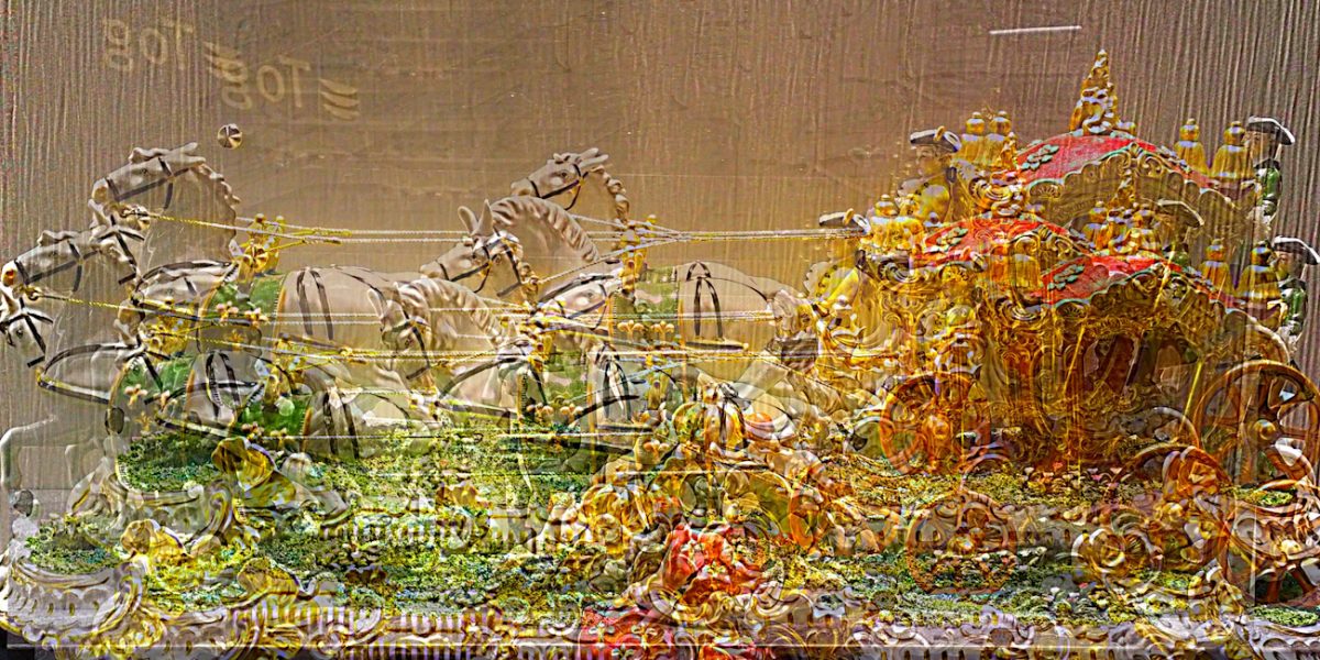 Manufakturen-Blog-PopArt-Projekt: Die königliche Kutsche, golden (Foto: Wigmar Bressel) - basierend auf einem Foto am Messestand der Porzellanmanufaktur Unterweißbach