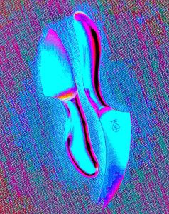 Manufakturen-Blog-PopArt-Projekt: Messer, türkis (Foto: Wigmar Bressel) - basierend auf einem Foto von Käsemessern unter der historischen Marke 'Pott' produziert von Mono in Mettmann