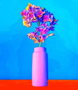 Manufakturen-Blog-PopArt-Projekt: Vase VII, rosa (Foto: Wigmar Bressel) - basierend auf einem Foto der Vase 'Tini' von Peter Smalun in den 160er Jahren für die Porzellanmanufaktur Weimar-Porzellan (1790 - 2018) im thüringischen Blankenhain - Neuauflage von der Porzellanmanufaktur Reichenbach für das 'Projekt unverloren' von Susanne Katzenberg in Hamburg