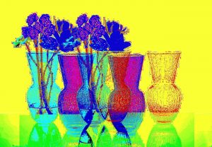 Manufakturen-Blog-PopArt-Projekt: Vasen III, gelb (Foto: Wigmar Bressel) - basierend auf einem Foto von Sven Markus von Hacht - Design de Noblesse - von seinen Glasvasen-Entwürfen