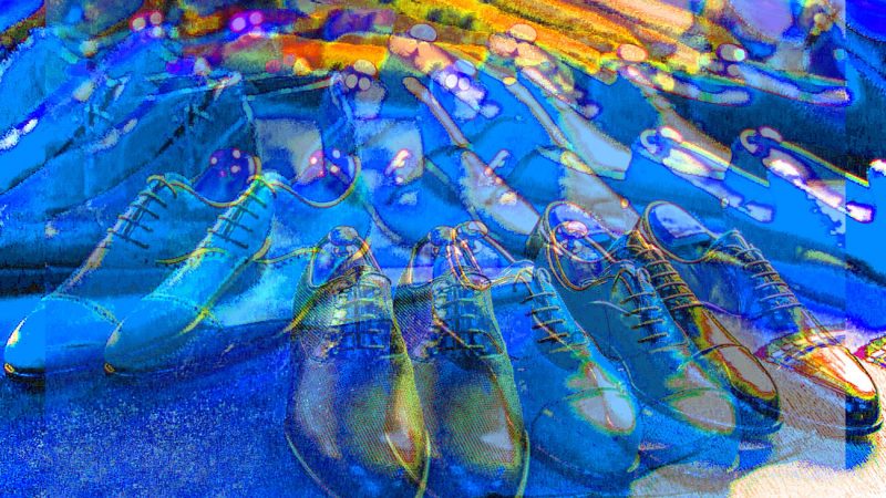 Manufakturen-Blog-PopArt-Projekt: Schuhe, blau (Foto: Wigmar Bressel) - basierend auf einem Foto von Christian-Arne de Groot von Maßschuhen von Vickermann & Stoya aus Baden-Baden auf den Bremer Manufakturtagen 2015