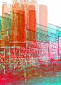 Manufakturen-Blog-PopArt-Projekt: Weimar-Porzellan (Silos), rot (Foto: Wigmar Bressel) - in Blankenhain im Jahr 2020 fotografiert