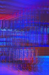 Manufakturen-Blog-PopArt-Projekt: Hochregallager II, blau (Foto: Wigmar Bressel) - basierend auf einem Foto in der Produktion der Matratzen-Manufaktur Wulff Med Tec in Fedderingen - 'made in Dithmarschen'