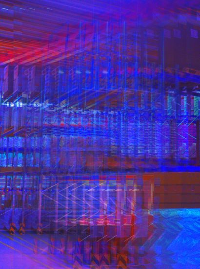 Manufakturen-Blog-PopArt-Projekt: Hochregallager II, blau (Foto: Wigmar Bressel) - basierend auf einem Foto in der Produktion der Matratzen-Manufaktur Wulff Med Tec in Fedderingen - 'made in Dithmarschen'