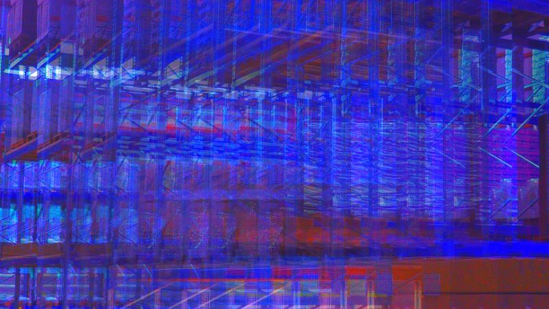 Manufakturen-Blog-PopArt-Projekt: Hochregallager II, blau (Foto: Wigmar Bressel) - basierend auf einem Foto in der Produktion der Matratzen-Manufaktur Wulff Med Tec in Fedderingen - 'made in Dithmarschen'