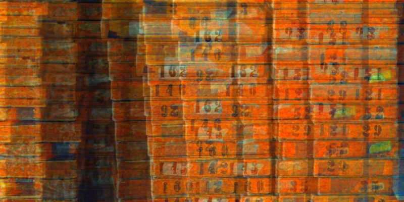 Manufakturen-Blog-PopArt-Projekt: Arbeitsbretter II, orange (Foto: Wigmar Bressel) - basierend auf einem Foto in der Produktion der Medaillen- und Manschettenknopf-Manufaktur Deumer in Lüdenscheid
