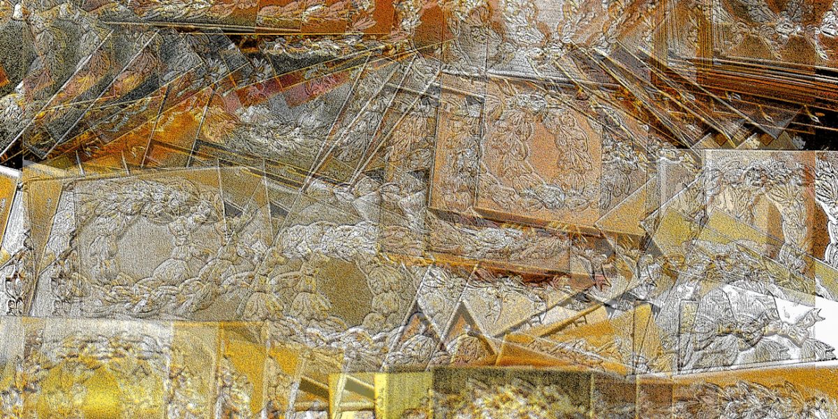 Manufakturen-Blog-PopArt-Projekt: Lorbeerkranz I, golden (Foto: Wigmar Bressel) - basierend auf einem Foto in der Prägerei in der Produktion der Medaillen- und Manschettenknopf-Manufaktur Deumer in Lüdenscheid