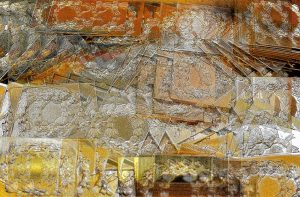 Manufakturen-Blog-PopArt-Projekt: Lorbeerkranz I, golden (Foto: Wigmar Bressel) - basierend auf einem Foto in der Prägerei in der Produktion der Medaillen- und Manschettenknopf-Manufaktur Deumer in Lüdenscheid