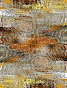 Manufakturen-Blog-PopArt-Projekt: Lor beerkranz II, golden (Foto: Wigmar Bressel) - basierend auf einem Foto in der Prägerei in der Produktion der Medaillen- und Manschettenknopf-Manufaktur Deumer in Lüdenscheid