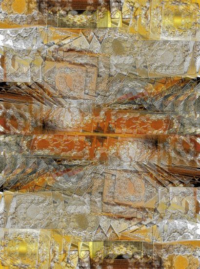 Manufakturen-Blog-PopArt-Projekt: Lorbeerkranz II, golden (Foto: Wigmar Bressel) - basierend auf einem Foto in der Prägerei in der Produktion der Medaillen- und Manschettenknopf-Manufaktur Deumer in Lüdenscheid