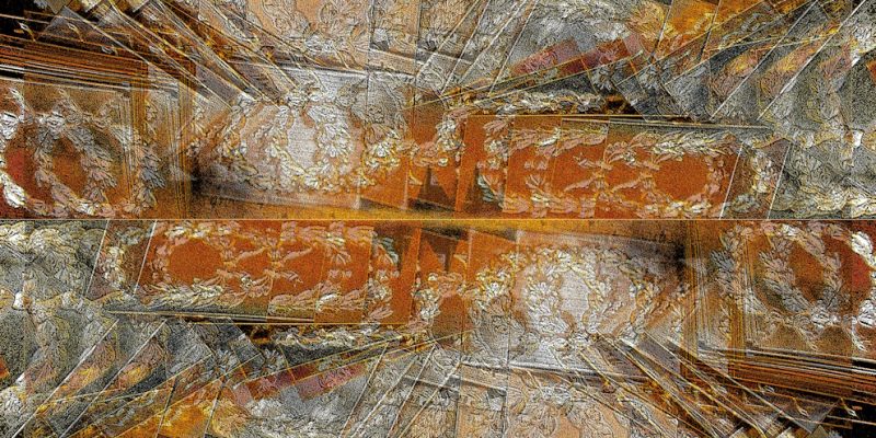 Manufakturen-Blog-PopArt-Projekt: Lorbeerkranz II, golden (Foto: Wigmar Bressel) - basierend auf einem Foto in der Prägerei in der Produktion der Medaillen- und Manschettenknopf-Manufaktur Deumer in Lüdenscheid