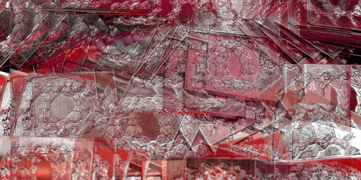 Manufakturen-Blog-PopArt-Projekt: Lorbeerkranz I, johannisbeerrot (Foto: Wigmar Bressel) - basierend auf einem Foto in der Prägerei in der Produktion der Medaillen- und Manschettenknopf-Manufaktur Deumer in Lüdenscheid