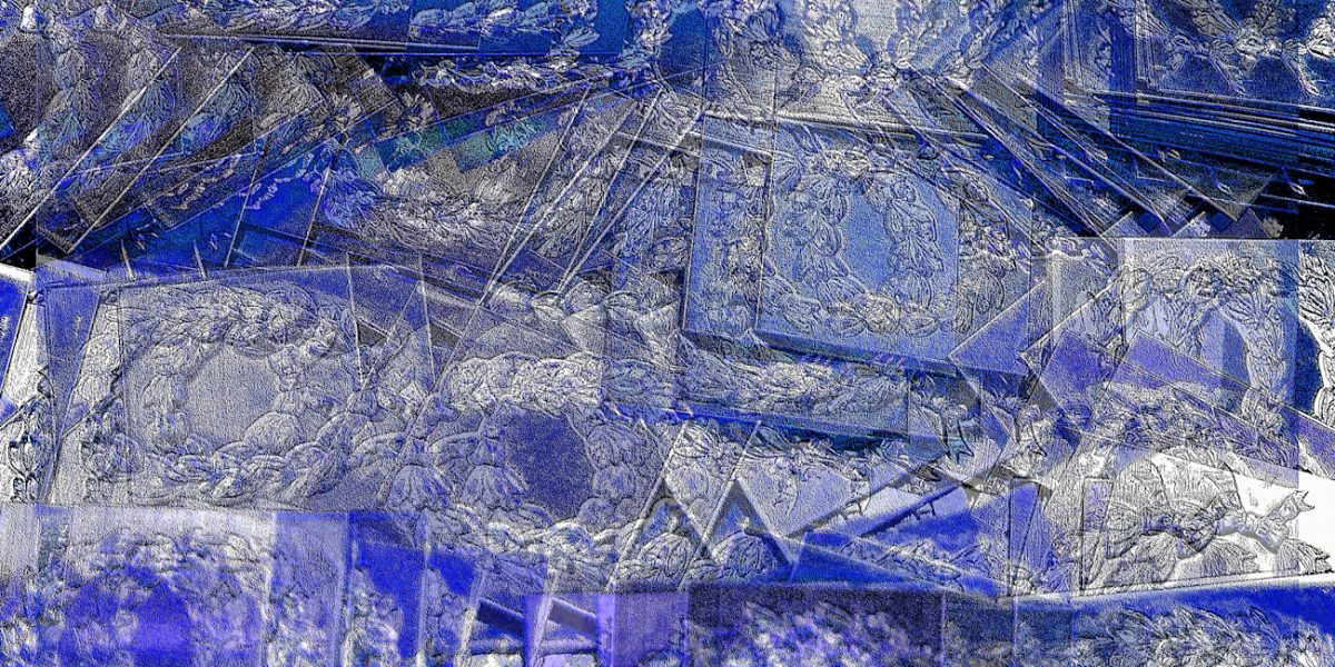 Manufakturen-Blog-PopArt-Projekt: Lorbeerkranz I, ultramarienblau (Foto: Wigmar Bressel) - basierend auf einem Foto in der Prägerei in der Produktion der Medaillen- und Manschettenknopf-Manufaktur Deumer in Lüdenscheid