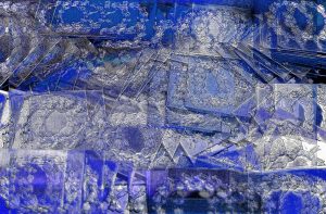 Manufakturen-Blog-PopArt-Projekt: Lorbeerkranz I, ultramarienblau (Foto: Wigmar Bressel) - basierend auf einem Foto in der Prägerei in der Produktion der Medaillen- und Manschettenknopf-Manufaktur Deumer in Lüdenscheid