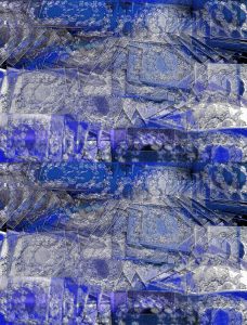 Manufakturen-Blog-PopArt-Projekt: Lorbeerkranz II, ultramarienblau (Foto: Wigmar Bressel) - basierend auf einem Foto in der Prägerei in der Produktion der Medaillen- und Manschettenknopf-Manufaktur Deumer in Lüdenscheid