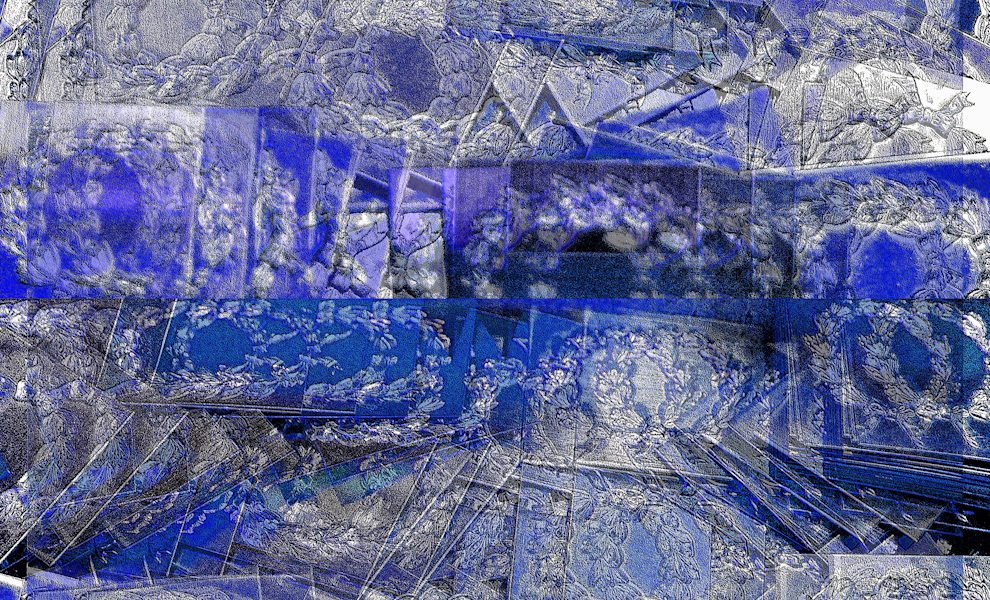 Manufakturen-Blog-PopArt-Projekt: Lorbeerkranz II, ultramarienblau (Foto: Wigmar Bressel) - basierend auf einem Foto in der Prägerei in der Produktion der Medaillen- und Manschettenknopf-Manufaktur Deumer in Lüdenscheid