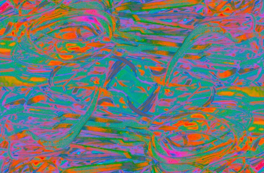 Manufakturen-Blog-PopArt-Projekt: Stanzreste III, bunt (violett) (Foto: Wigmar Bressel) - basierend auf einem Foto von sog. 'Schroten' in der Besteckmanufaktur von Koch & Bergfeld in der Neustadt von Bremen