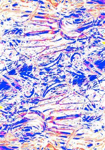 Manufakturen-Blog-PopArt-Projekt: Stanzreste II, blau / weiß (Foto: Wigmar Bressel) - basierend auf einem Foto eines dreifarbigen Hand-Siebdrucks basierend auf einem Foto von sog. 'Schroten' in der Besteckmanufaktur von Koch & Bergfeld in der Neustadt von Bremen