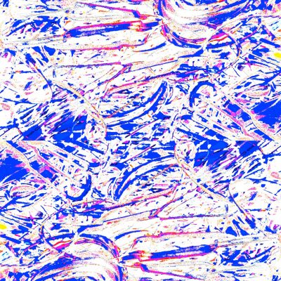 Manufakturen-Blog-PopArt-Projekt: Stanzreste III, blau / weiß (Foto: Wigmar Bressel) - basierend auf einem Foto eines dreifarbigen Hand-Siebdrucks basierend auf einem Foto von sog. 'Schroten' in der Besteckmanufaktur von Koch & Bergfeld in der Neustadt von Bremen