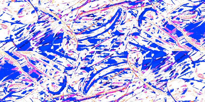 Manufakturen-Blog-PopArt-Projekt: Stanzreste III, blau / weiß (Foto: Wigmar Bressel) - basierend auf einem Foto eines dreifarbigen Hand-Siebdrucks basierend auf einem Foto von sog. 'Schroten' in der Besteckmanufaktur von Koch & Bergfeld in der Neustadt von Bremen