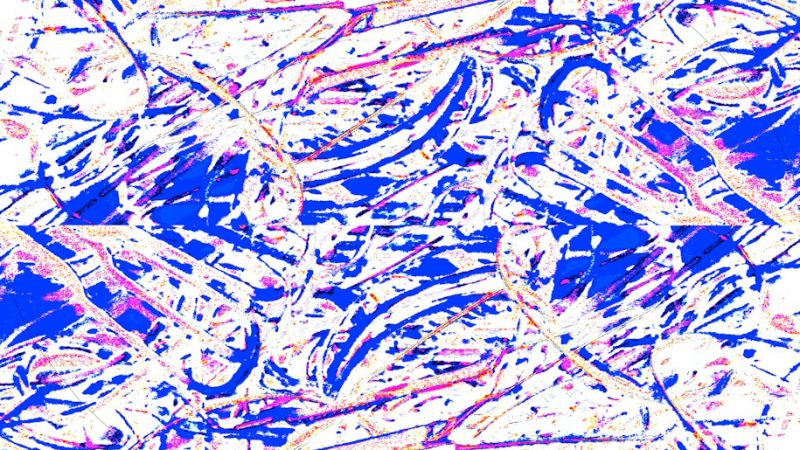 Manufakturen-Blog-PopArt-Projekt: Stanzreste III, blau / weiß (Foto: Wigmar Bressel) - basierend auf einem Foto eines dreifarbigen Hand-Siebdrucks basierend auf einem Foto von sog. 'Schroten' in der Besteckmanufaktur von Koch & Bergfeld in der Neustadt von Bremen