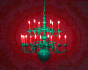 Manufakturen-Blog-PopArt-Projekt: Grüner Kronleuchter I (Foto: Wigmar Bressel) - basierend auf einem Foto der LMW Leuchten-Manufactur in Wurzen von einem ihrer berühmten Kronleuchter