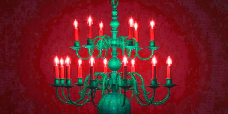 Manufakturen-Blog-PopArt-Projekt: Grüner Kronleuchter I (Foto: Wigmar Bressel) - basierend auf einem Foto der LMW Leuchten-Manufactur in Wurzen von einem ihrer berühmten Kronleuchter