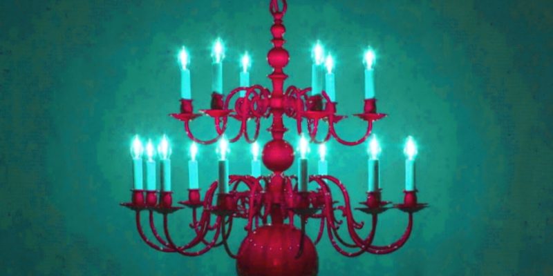 Manufakturen-Blog-PopArt-Projekt: Roter Kronleuchter I (Foto: Wigmar Bressel) - basierend auf einem Foto der LMW Leuchten-Manufactur in Wurzen von einem ihrer berühmten Kronleuchter