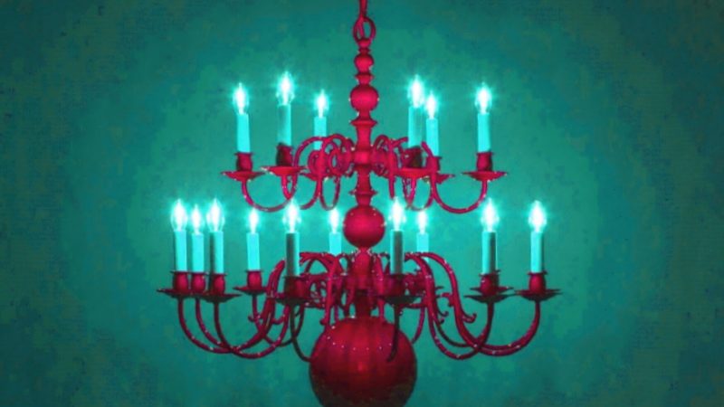 Manufakturen-Blog-PopArt-Projekt: Roter Kronleuchter I (Foto: Wigmar Bressel) - basierend auf einem Foto der LMW Leuchten-Manufactur in Wurzen von einem ihrer berühmten Kronleuchter