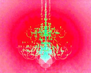 Manufakturen-Blog-PopArt-Projekt: Kronleuchter IV, neon (Foto: Wigmar Bressel) - basierend auf einem Foto der LMW Leuchten-Manufactur in Wurzen von einem ihrer berühmten Kronleuchter