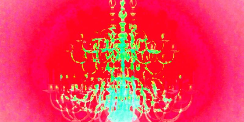 Manufakturen-Blog-PopArt-Projekt: Kronleuchter IV, neon (Foto: Wigmar Bressel) - basierend auf einem Foto der LMW Leuchten-Manufactur in Wurzen von einem ihrer berühmten Kronleuchter