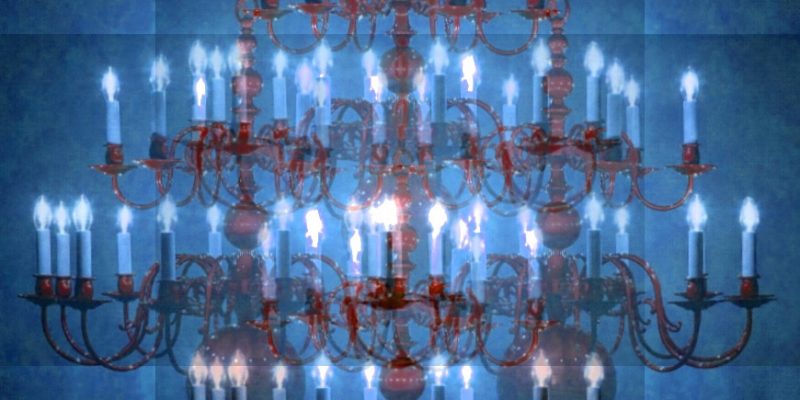 Manufakturen-Blog-PopArt-Projekt: Kronleuchter III, blau (Foto: Wigmar Bressel) - basierend auf einem Foto der LMW Leuchten-Manufactur in Wurzen von einem ihrer berühmten Kronleuchter