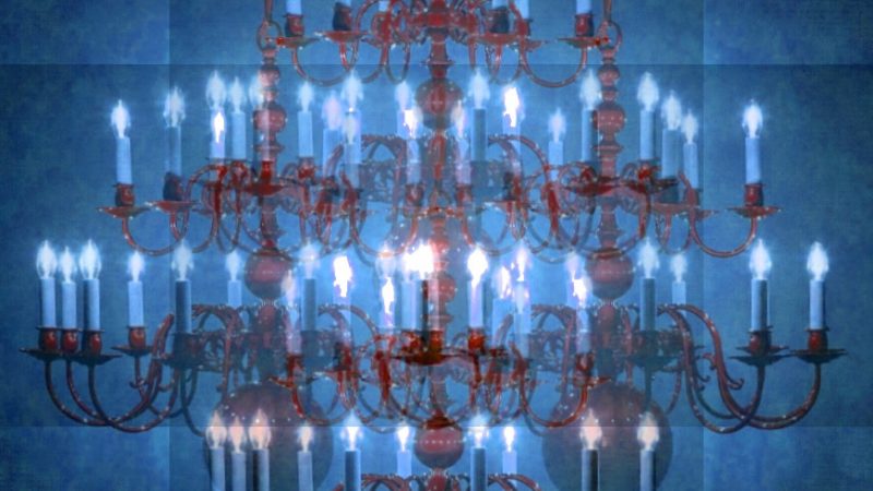 Manufakturen-Blog-PopArt-Projekt: Kronleuchter III, blau (Foto: Wigmar Bressel) - basierend auf einem Foto der LMW Leuchten-Manufactur in Wurzen von einem ihrer berühmten Kronleuchter