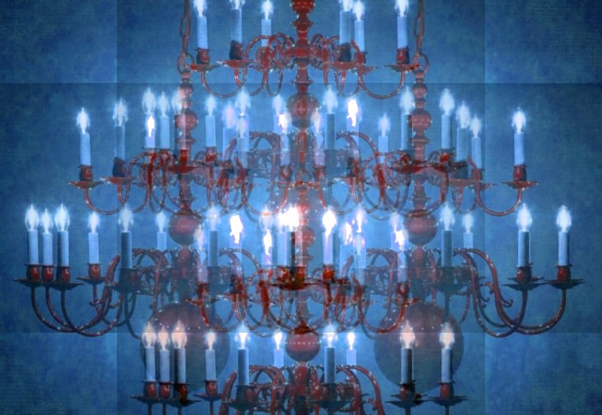 Manufakturen-Blog-PopArt-Projekt: Kronleuchter III, blau (Foto: Wigmar Bressel) - basierend auf einem Foto der LMW Leuchten-Manufactur in Wurzen von einem ihrer berühmten Kronleuchter