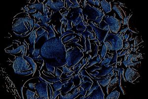 Manufakturen-Blog-PopArt-Projekt: Die blaue Blume, bei Nacht (Foto: Wigmar Bressel) - basierend auf einem Foto von Michael Bode von Bruch im Rohzustand in der Zeller Keramik in Zell am Harmersbach