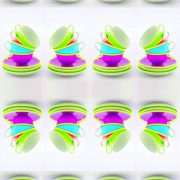 Manufakturen-Blog-PopArt-Projekt: 64 Tassen II, zitronengelb / purpur (Foto: Wigmar Bressel) - basierend auf einem Foto von gestapelten Teetassen der Serie 'Colourmix' aus der Porzellanmanufaktur Reichenbach in Thüringen