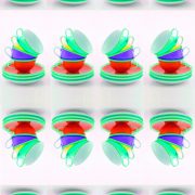 Manufakturen-Blog-PopArt-Projekt: 64 Tassen, lindgruen / rot (Foto: Wigmar Bressel) - basierend auf einem Foto von gestapelten Teetassen der Serie 'Colourmix' aus der Porzellanmanufaktur Reichenbach in Thüringen