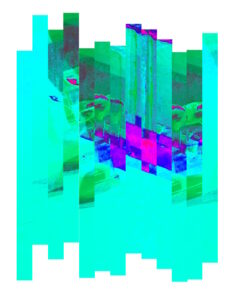 Manufakturen-Blog-PopArt-Projekt: Bügeleisen II (fragmentiert), jade (Grafik: Wigmar) - basierend auf einem Foto von Martin Specht in der Produktion der Lauterbacher Hemdenmanufaktur von Campe & Ohff in Hessen