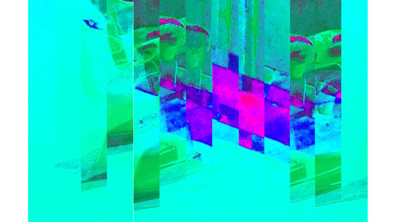 Manufakturen-Blog-PopArt-Projekt: Bügeleisen II (fragmentiert), jade (Grafik: Wigmar) - basierend auf einem Foto von Martin Specht in der Produktion der Lauterbacher Hemdenmanufaktur von Campe & Ohff in Hessen