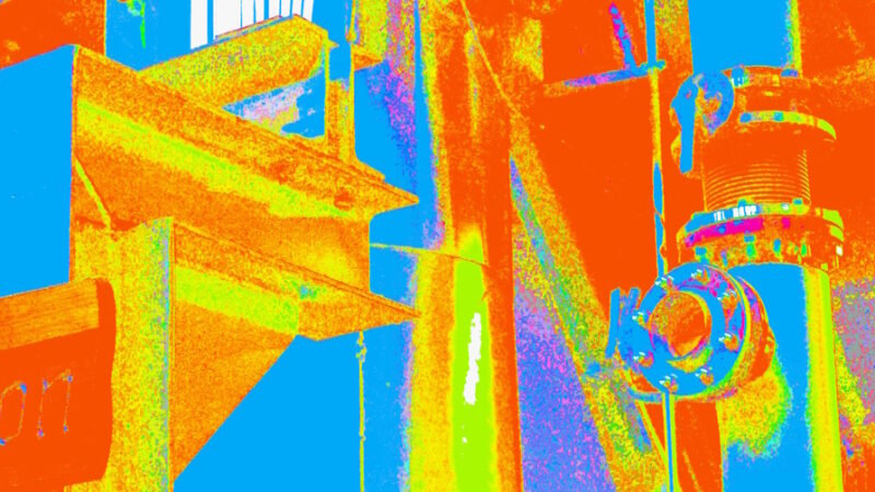 Manufakturen-Blog-PopArt-Projekt: Formen Strukturen, bunt (Foto: Wigmar Bressel) - basierend auf einem Foto der Abluftreinigungsanlage der Glasmanufaktur Dorotheenhütte in Wolfach im Schwarzwald