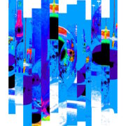Manufakturen-Blog-PopArt-Projekt: Planeten III (fragmentiert), mittelblau (Foto: Wigmar Bressel) - basierend auf einem Foto im Showroom der Glasmanufaktur Harzkristall im sachsen-anhaltischen Derenburg bei Wernigerode