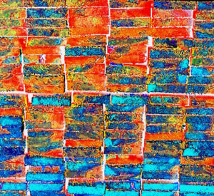Manufakturen-Blog-PopArt-Projekt: Bretterstapel, bunt (Foto: Wigmar Bressel) - basierend auf einem Foto von Martin Specht in der Verpackungsmittelmanufaktur Liebich in Zwiesel im bayerischen Wald