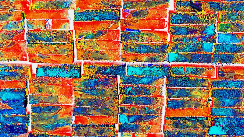 Manufakturen-Blog-PopArt-Projekt: Bretterstapel, bunt (Foto: Wigmar Bressel) - basierend auf einem Foto von Martin Specht in der Verpackungsmittelmanufaktur Liebich in Zwiesel im bayerischen Wald