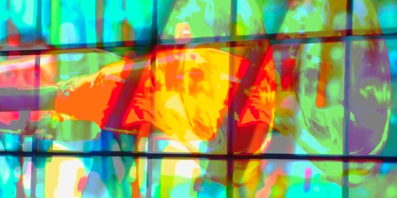 Manufakturen-Blog-PopArt-Projekt: Beim Glasblasen, bunt (Foto: Wigmar Bressel) - basierend auf einem Foto im Werksmuseum der Glasmanufaktur Lalique im elsäßischen Wingen-sur-Moder