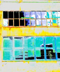 Manufakturen-Blog-PopArt-Projekt: Porzellanmanufaktur Dibbern IV, gelb (Foto: Wigmar Bressel) - basierend auf einem Foto des Werks der Porzellanmanufaktur aus Bargteheide in Hohenberg an der Eger