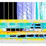 Manufakturen-Blog-PopArt-Projekt: Porzellanmanufaktur Dibbern V (fragmentiert), flieder / gelb (Foto: Wigmar Bressel) - basierend auf einem Foto des Werks der Porzellanmanufaktur aus Bargteheide in Hohenberg an der Eger